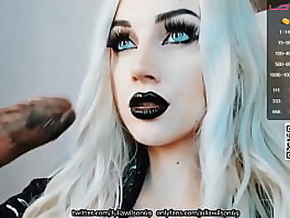 Goth Blonnde hot as hell jerking and sucking dildo